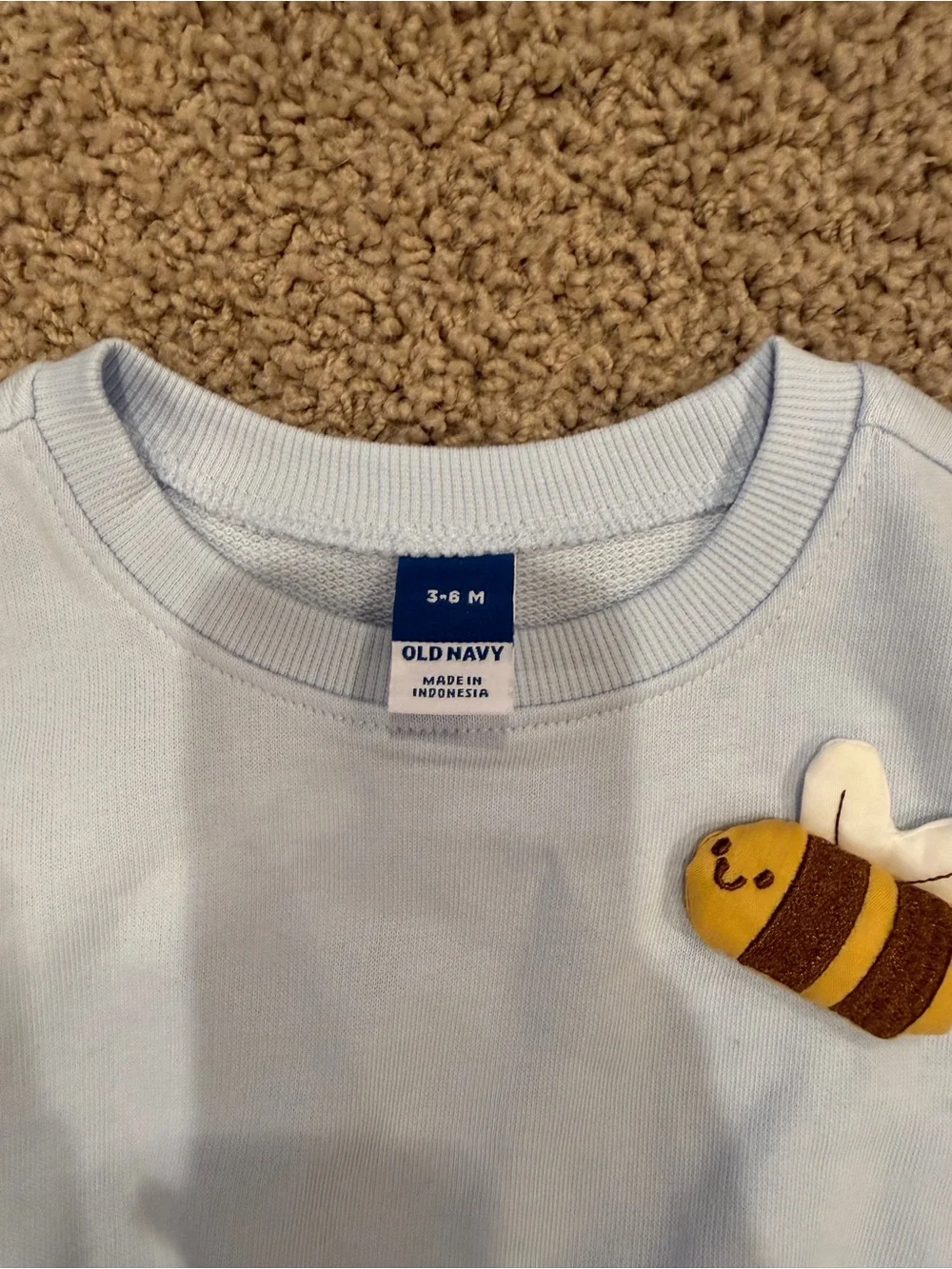 Old Navy Light Blue Sweatshirt & Sweatpants Set with Bee Embellishment 3-6M